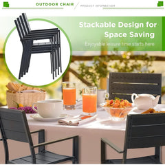 AECOJOY 6 Pieces Outdoor Dining Chairs, Aluminum Frame Stackable Patio Chair
