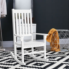 Fauteuil Bascule en Bois d'Acacia Chaise Berante pour Jardin Pelouse Balcon Blanc -