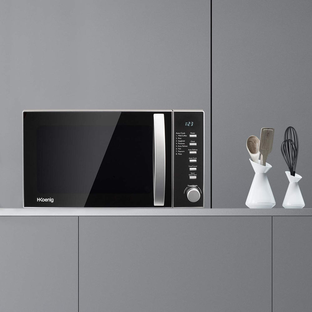 H.Koenig Micro-Ondes Four Grill 2 en 1 VIO9, 25L, Plateau tournant 27cm, 10 modes de cuisson jusqu’à 1000W, Décongélation, Cuisson combinée, écran LCD [Classe énergétique A+]