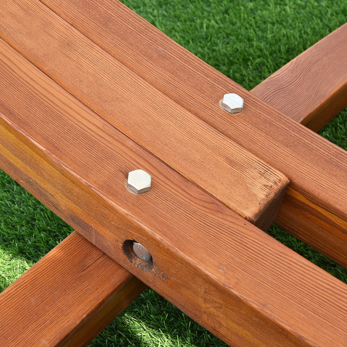 Hamac 1 Place 200x100cm avec Support en Bois de Mélèze Russe Capacité 120kg en Polyester Métal 313x115x120cm Naturel -