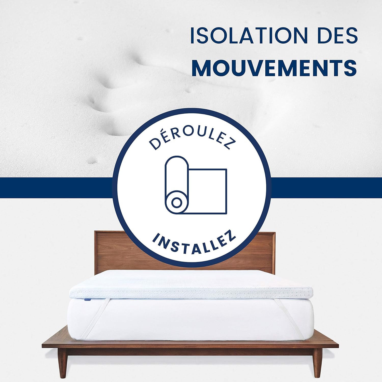 ViscoSoft - Surmatelas 160 x 200 Mémo, Surmatelas 160 x 200 memoire de Forme 5cm avec Aération Optimale et Mousse Haute Densité 50kg/m³, Housse Bambou Lavable, Surmatelas 160x200 Confort Moelleux