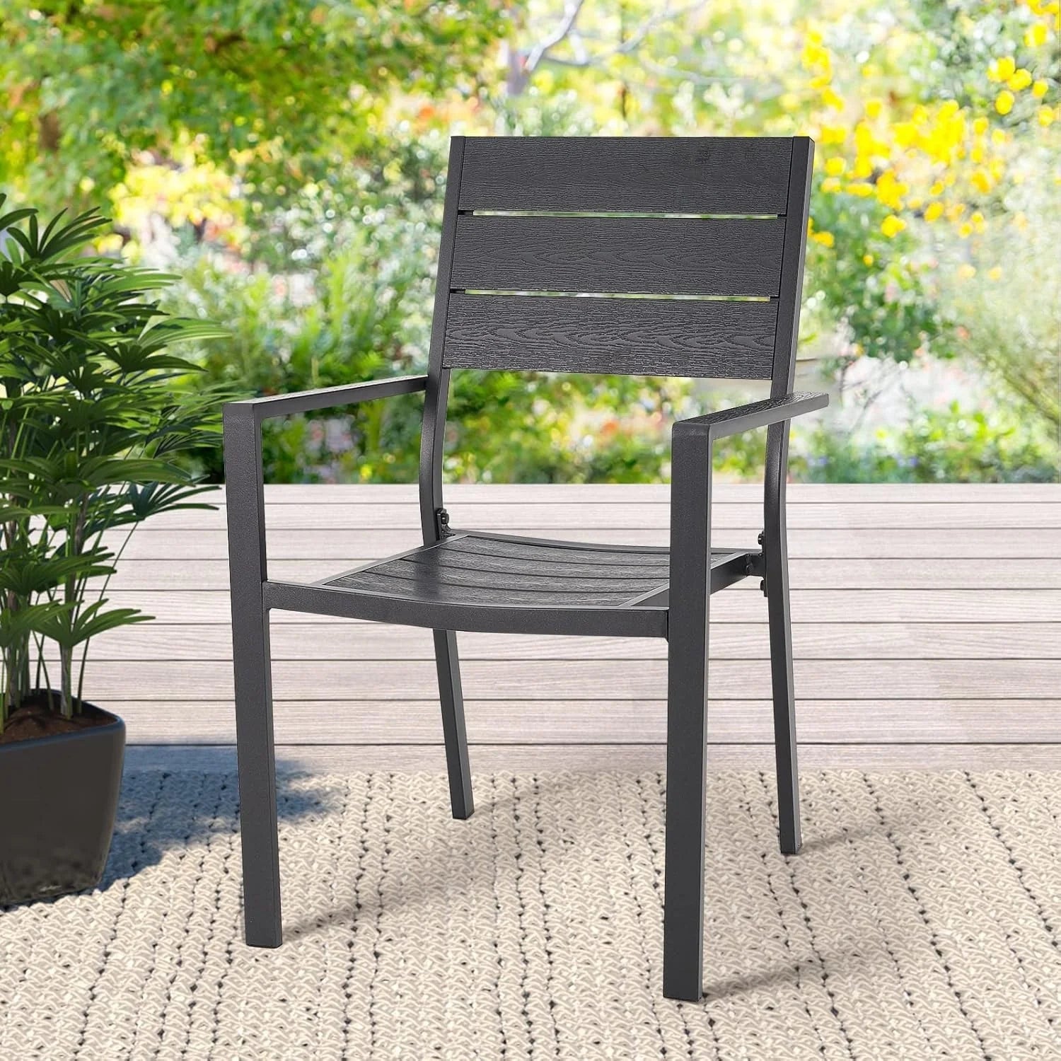 AECOJOY 6 Pieces Outdoor Dining Chairs, Aluminum Frame Stackable Patio Chair