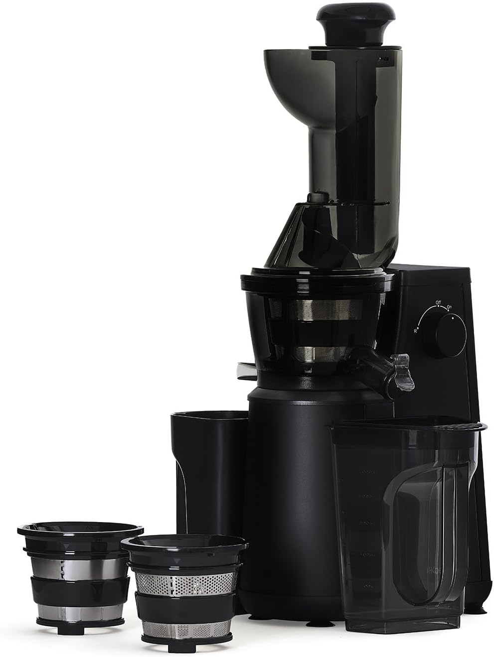 Extracteur de Jus de Fruits et Légumes vertical GSX24 H.Koenig Centrifugeuse Vitamin + sans BPA - 82 mm Large Bouche - 3 tamis pour jus fin ou épais et sorbet - Pression douce - 50 tours 400 W