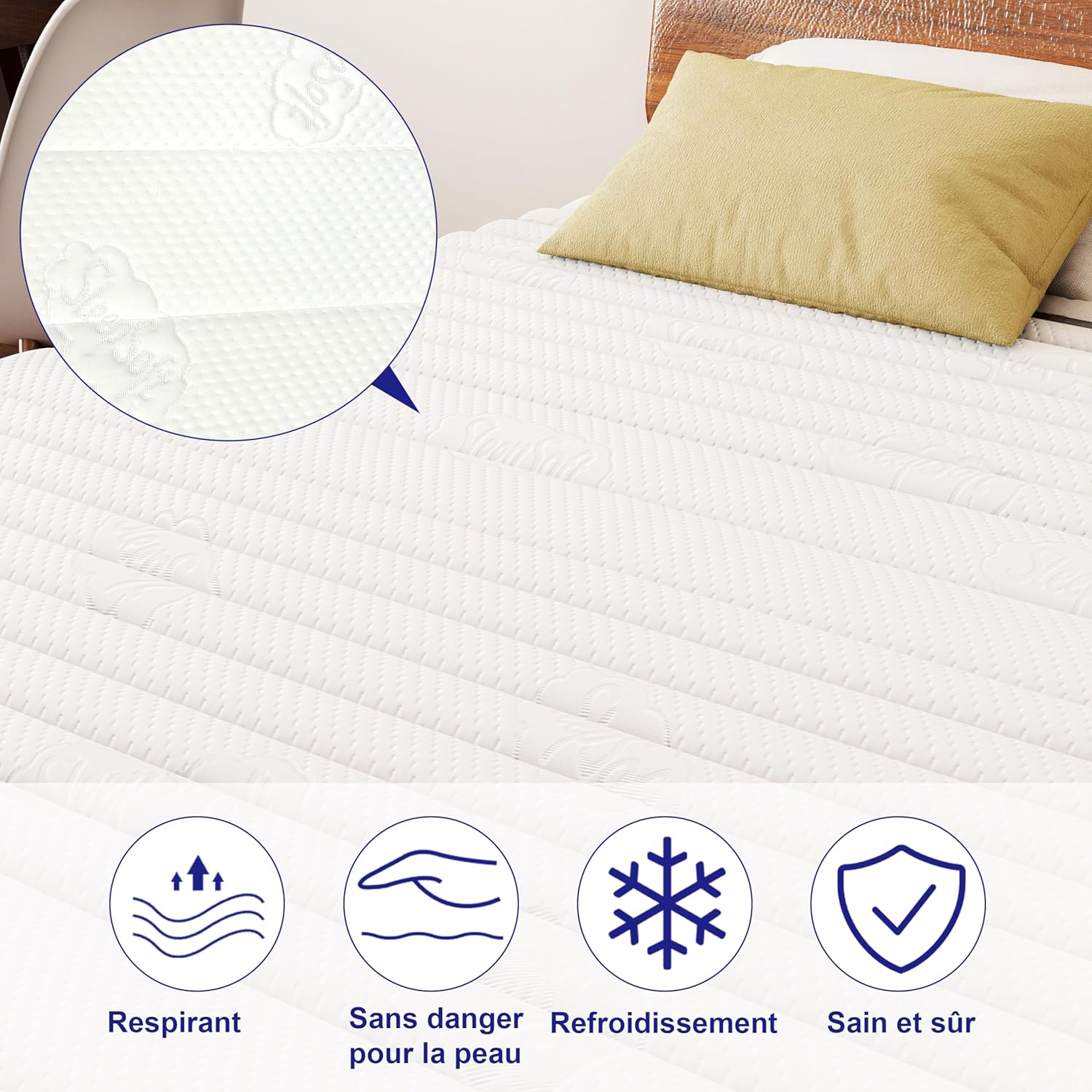 MOLPHIT Oeko-TEX Certified Mattress 90 x 190 cm, Thickness 25 cm, Independent Pocket Sprung Mattress, Adult and Children's Bed Mattress, Single Mattress, Perfect Support, Durable and Quiet
