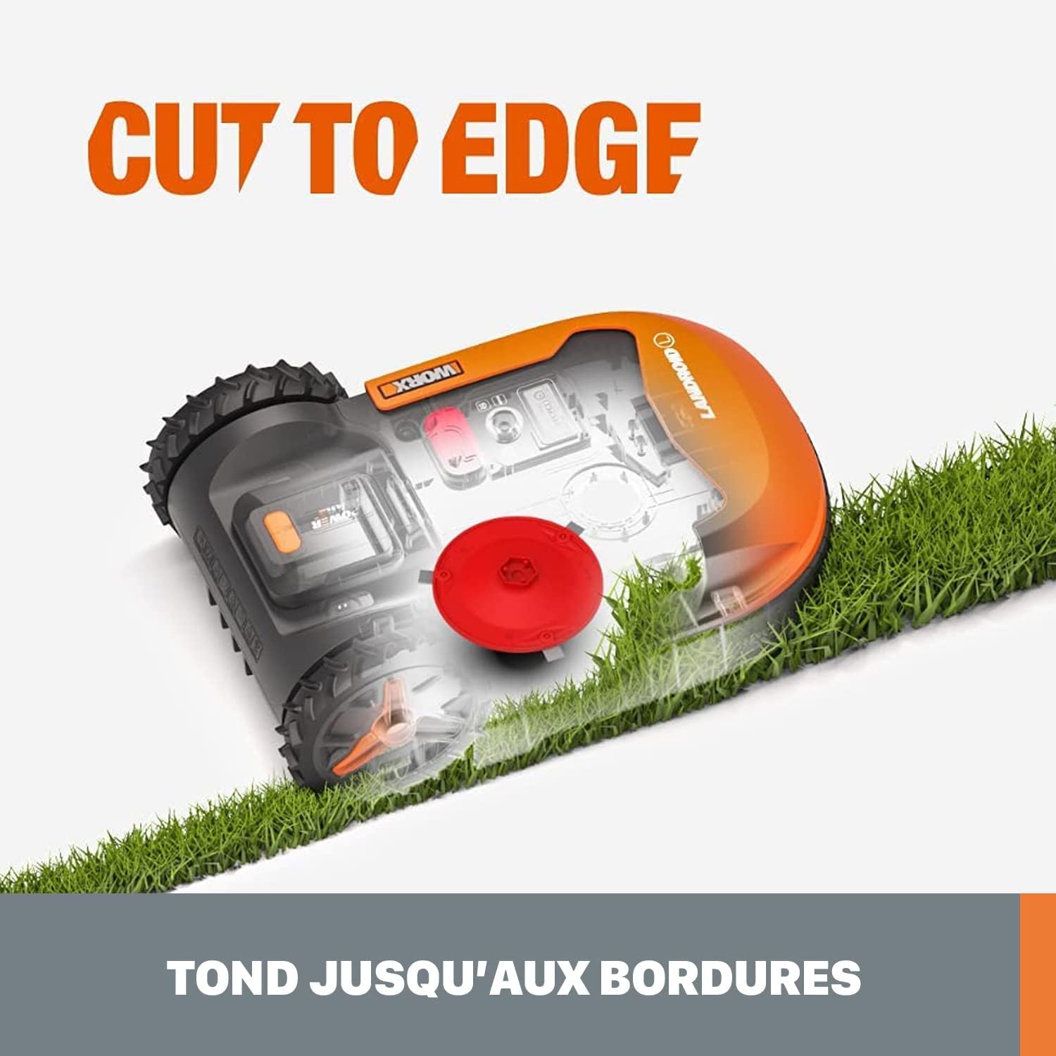 WORX LANDROID Vision WR206E.1, Robot Tondeuse sans Fil périphérique 600 m² Surf.Max 700 m², Installation en 30 Min, Caméra 4K + IA Adaptative, évite Tous Les Obstacles, Coupe des Bordures, Multizone