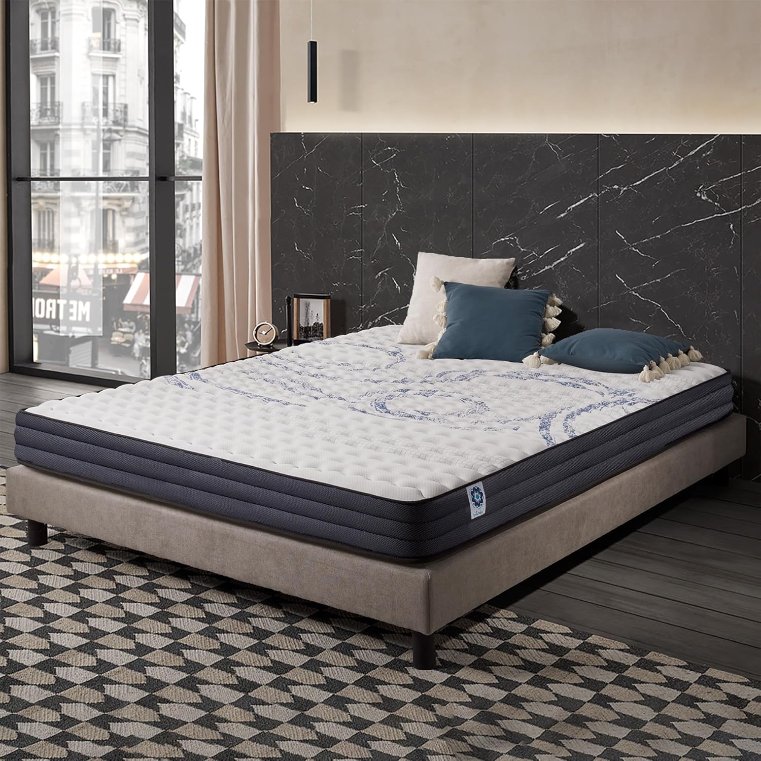 NATURALEX - Matelas PerfectSleep 180x200 - Épais 30 cm - Soutien Mousse à mémoire de Forme - Accueil Blue Latex - Confort Ferme - Respirant - 7 Zones - Réversible - Haute Densité - Fabriqué en Europe