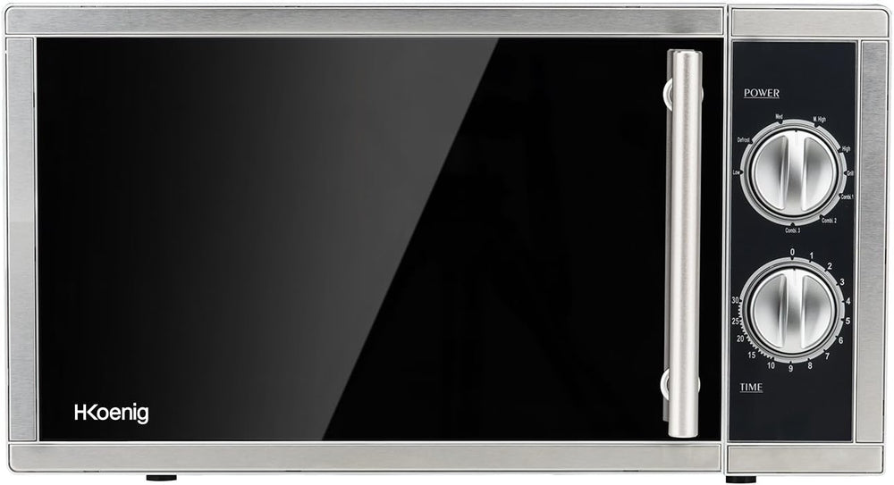 H.Koenig Four à Micro-ondes Compact Digital 20L VIO2, 700W, Plateau tournant 24,5cm, Multifonction Programmable 6 niveaux de chauffe, Décongélation et Express, Minuterie 60min, Effet mirroir noir