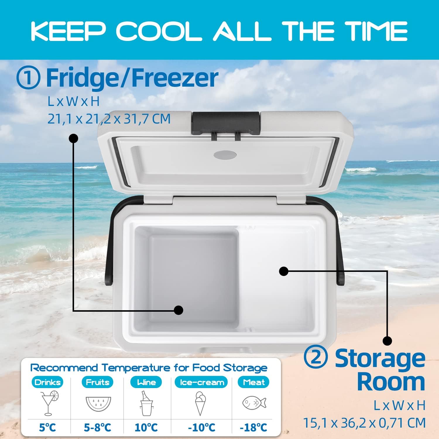 Alpicool LGMP8 8L Glaciere Portable Réfrigérateur Voiture Camping Congélateur 12/24V Mini Frigo pour Maison, Bureau ou Pique-Nique en Plein Air/ -20 à 20℃(Batterie Non Incluse)
