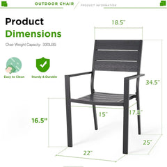 AECOJOY 6 Pieces Outdoor Dining Chairs, Aluminum Frame Stackable Patio Chair