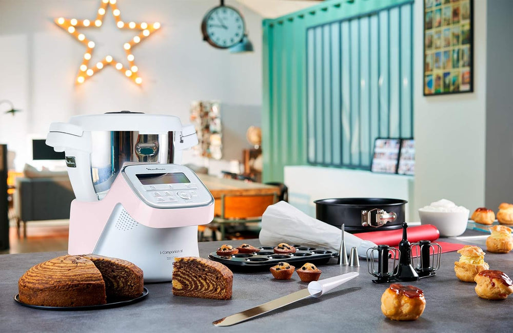 Moulinex i-Companion XL Edition Pâtisserie, 1550 W, Recettes illimitées, Température entre 30° et 150°, Capacité utile 3 L (10 pers), 12 accessoires dont 6 de pâtisserie, Fabriqué en France HF90E700