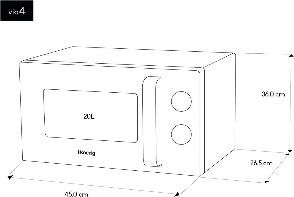 H.Koenig Micro-Ondes Four Grill 2 en 1 VIO9, 25L, Plateau tournant 27cm, 10 modes de cuisson jusqu’à 1000W, Décongélation, Cuisson combinée, écran LCD [Classe énergétique A+]