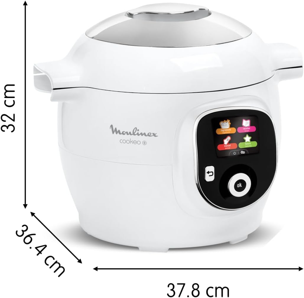 Moulinex, Cookeo Multicuiseur intelligent 6L, 150 recettes intégrées, Cuisson sans surveillance, Ecran intuitif, Guide de cuisson, Application MyMoulinex, 1600W, Blanc, 15 ans réparabilité