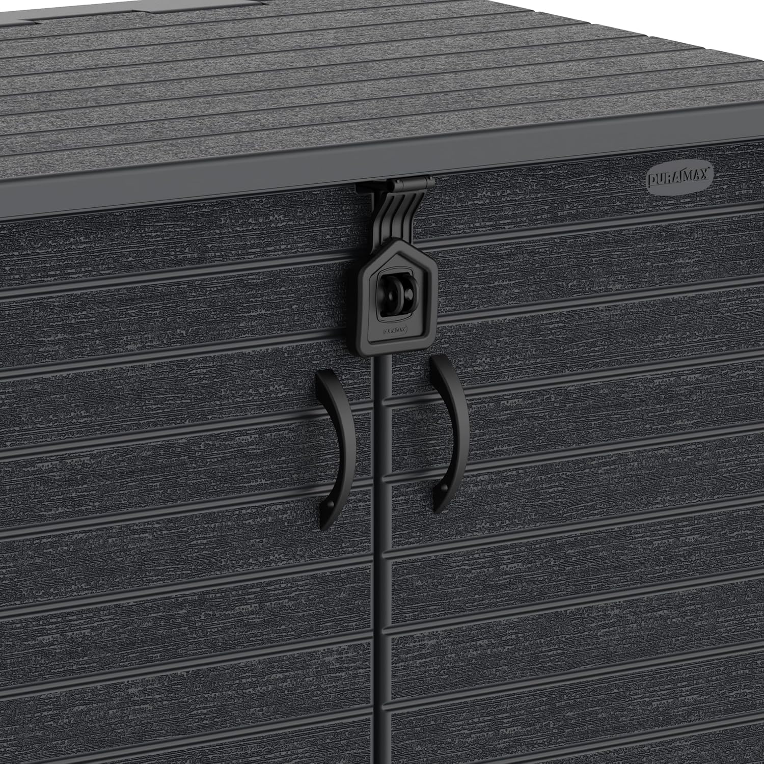 Duramax StoreAway 1200L Plastic Garden Shed/ Flat Lid, Outdoor Storage Shed, Wheelie Bin Hideaways, Wheelie bin box, Durable Construction, Ideal for Bikes, BBQs & 2x 240L Bins, 145x85x125 cm, Brown