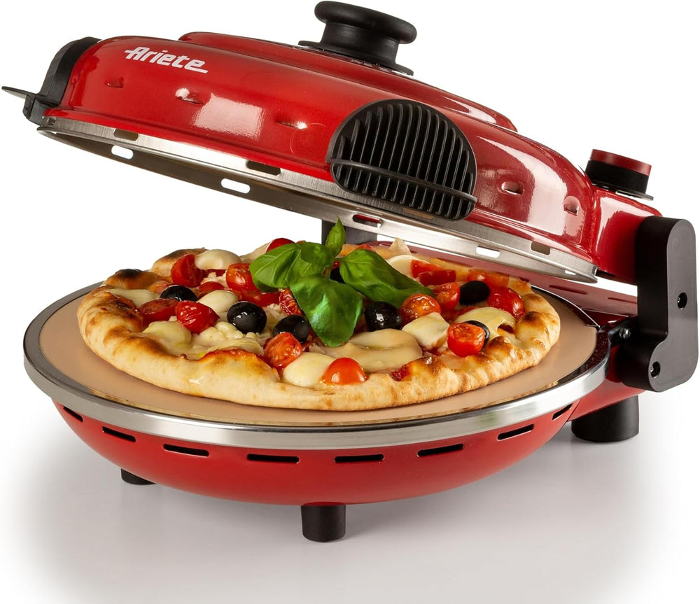 Ariete Pizza Oven 918, Pizza 4 Minutes, 5 Cooking Levels, Refractory Plate for Heating, Wooden Blades Included, Maximum Temperature 400°C, 1200W, White