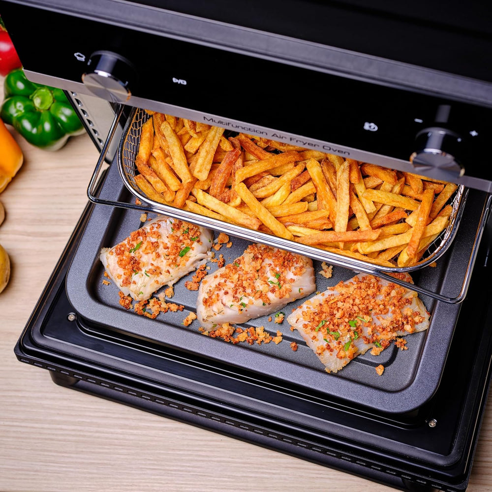 Moulinex Oven, 33 L, Rotating heat, Advanced convection, 6 cooking modes, Thermostat adjustable up to 240°C, Timer 120 min, Reversible grill, Silicone oven mitts, Optimo Black OX464811