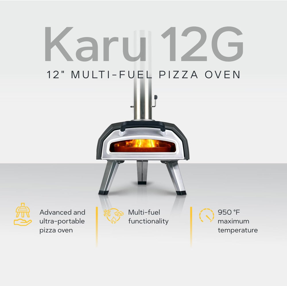 Ooni Karu 2 four à pizza multi-combustibles pour l'extérieur Four à pizza portable au bois et au gaz Pizzeria pour l'extérieur Four à pizza pour des pizzas authentiques cuites à la pierre