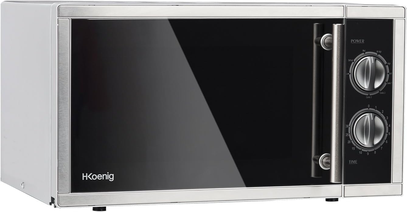 H.Koenig Microwave Oven Grill 2 in 1 VIO9, 25L, 27cm Turntable, 10 Cooking Modes up to 1000W, Defrosting, Combined Cooking, LCD Display [Energy Class A+]