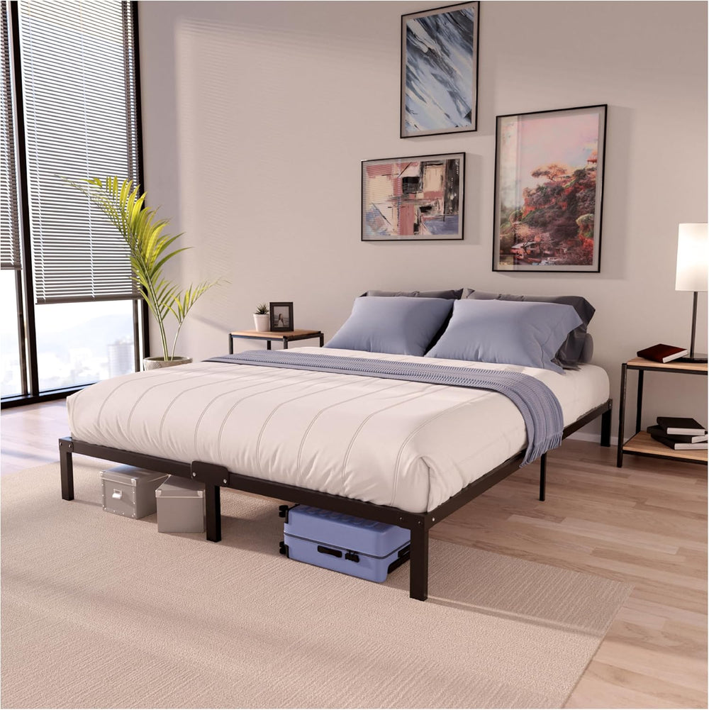 Dreamzie Cadre de Lit 160x200 avec Sommier - Sommier 160x200 avec Pieds - Hauteur de 35 cm - Structure Solide, Assemblage Facile et Espace de Rangement