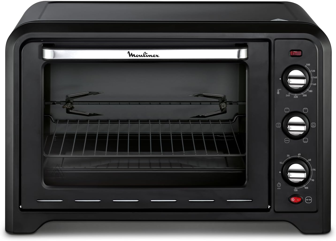 Moulinex Oven, 33 L, Rotating heat, Advanced convection, 6 cooking modes, Thermostat adjustable up to 240°C, Timer 120 min, Reversible grill, Silicone oven mitts, Optimo Black OX464811