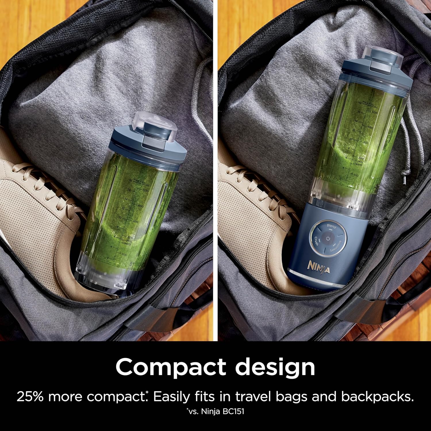 Ninja Blast Max, Portable Blender + Twist & Go, Personal Smoothie, Blend, Ice Crush, 3 Programs, Cordless, 22 oz removable Vessel, Dishwasher Safe, Leakproof, Navy, BC251NV