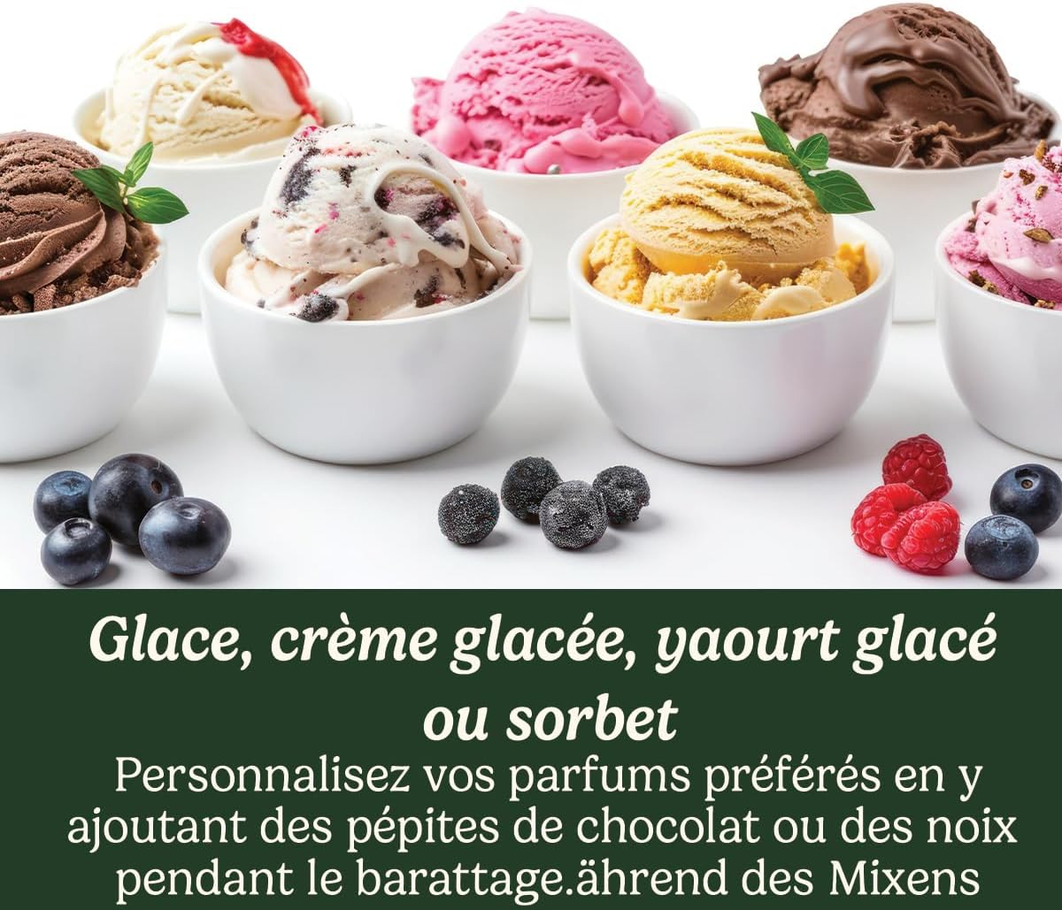 Cuisinart Sorbetière - Fait de la crème glacée, du gelato, du sorbet et du yogourt glacé en 40 minutes - Desserts maison - Facile à utiliser - Acier inoxydable - ICE100BCU
