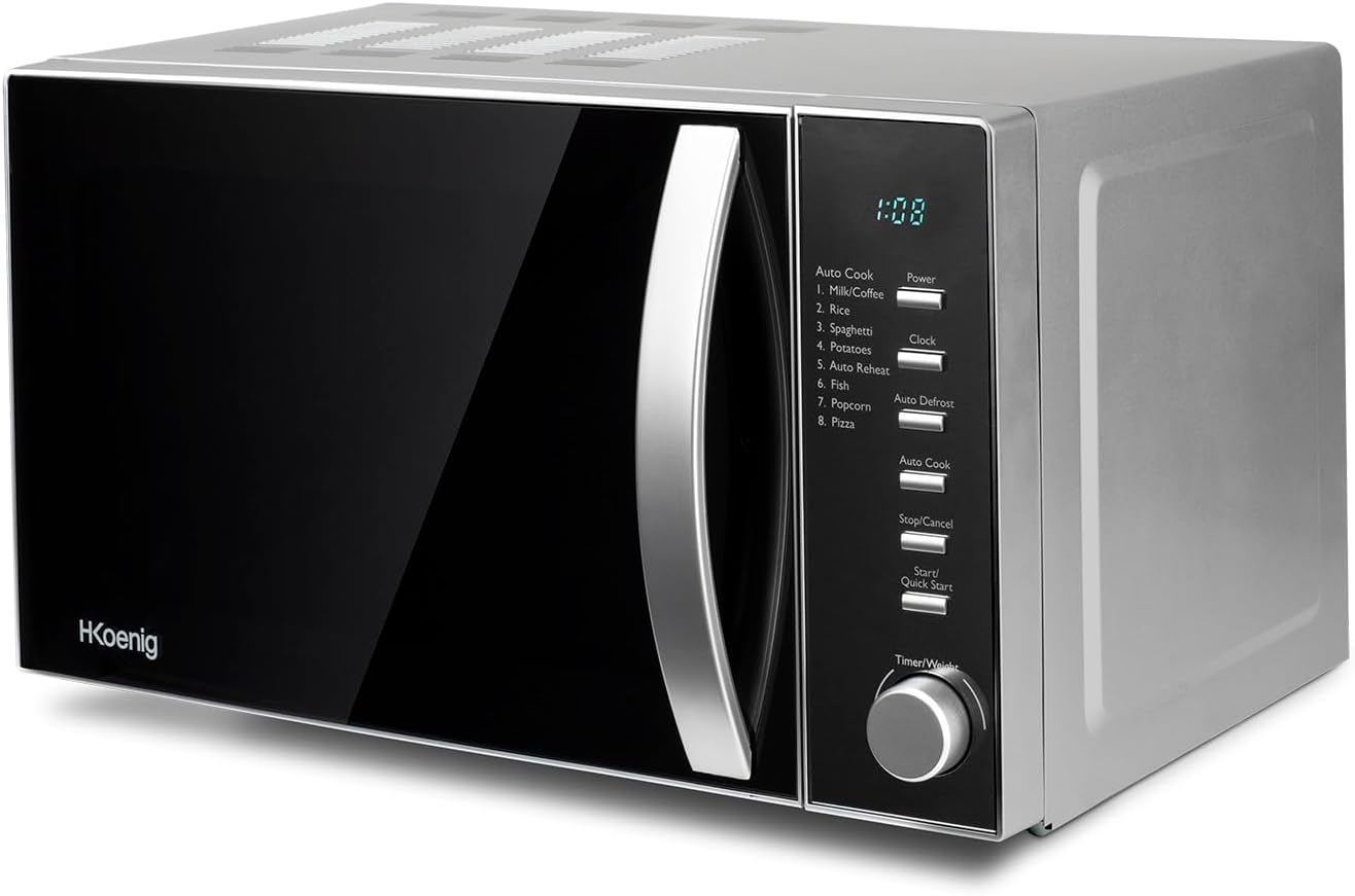 H.Koenig Microwave Oven Grill 2 in 1 VIO9, 25L, 27cm Turntable, 10 Cooking Modes up to 1000W, Defrosting, Combined Cooking, LCD Display [Energy Class A+]