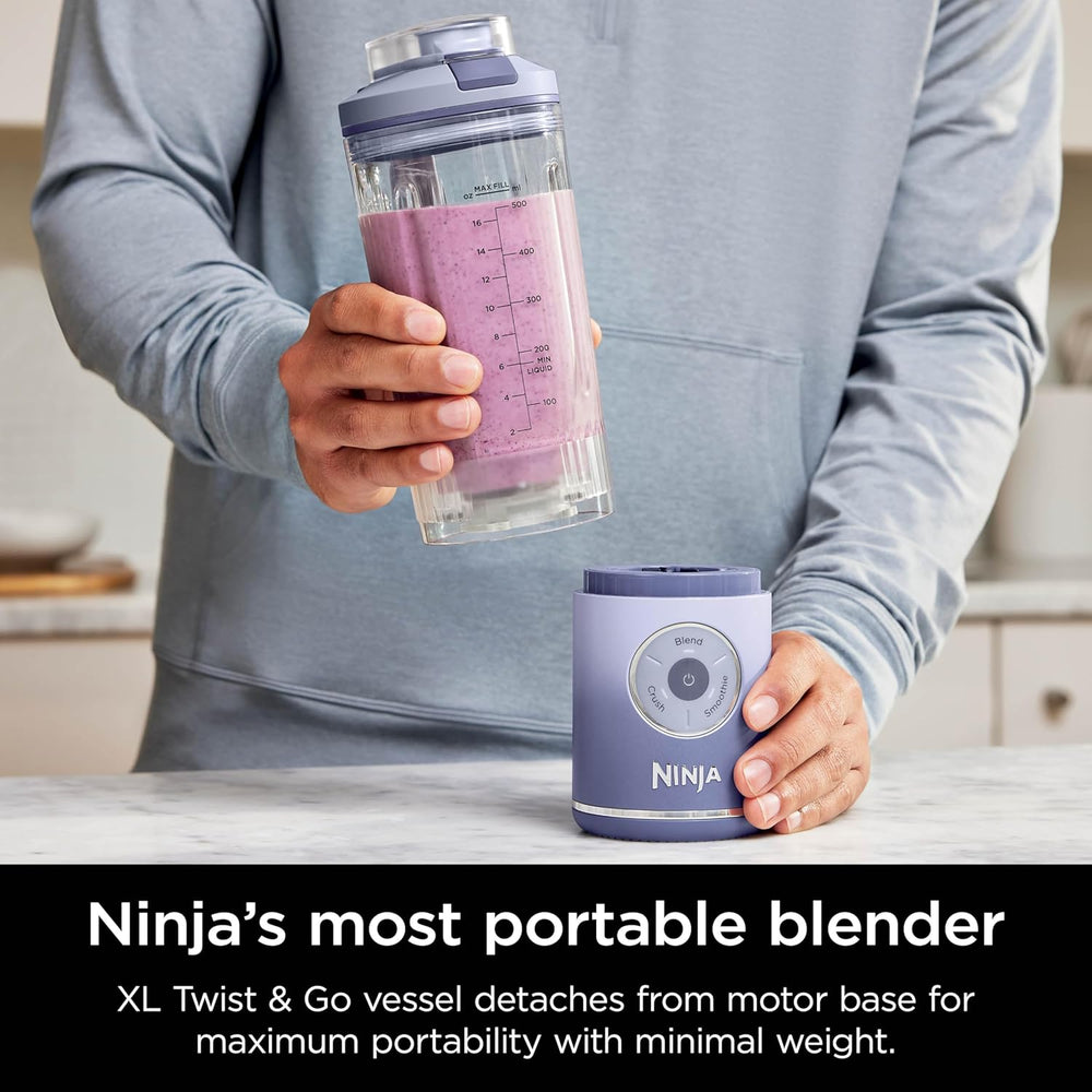 Ninja Blast Max, Portable Blender + Twist & Go, Personal Smoothie, Blend, Ice Crush, 3 Programs, Cordless, 22 oz removable Vessel, Dishwasher Safe, Leakproof, Pink, BC251PK