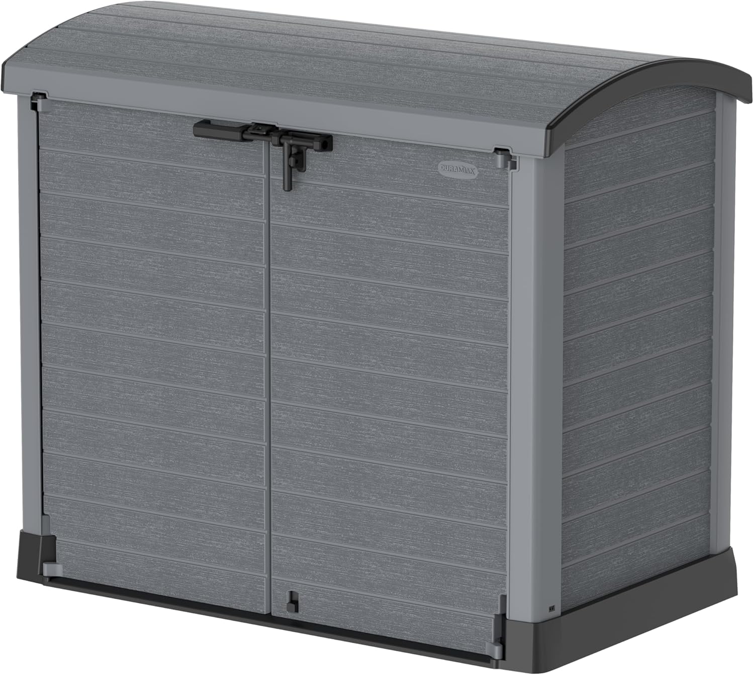 Duramax StoreAway 1200L Plastic Garden Shed/ Flat Lid, Outdoor Storage Shed, Wheelie Bin Hideaways, Wheelie bin box, Durable Construction, Ideal for Bikes, BBQs & 2x 240L Bins, 145x85x125 cm, Brown