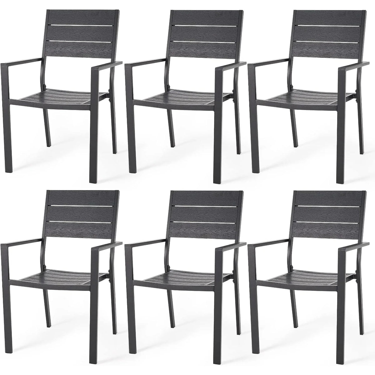 AECOJOY 6 Pieces Outdoor Dining Chairs, Aluminum Frame Stackable Patio Chair