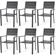AECOJOY 6 Pieces Outdoor Dining Chairs, Aluminum Frame Stackable Patio Chair