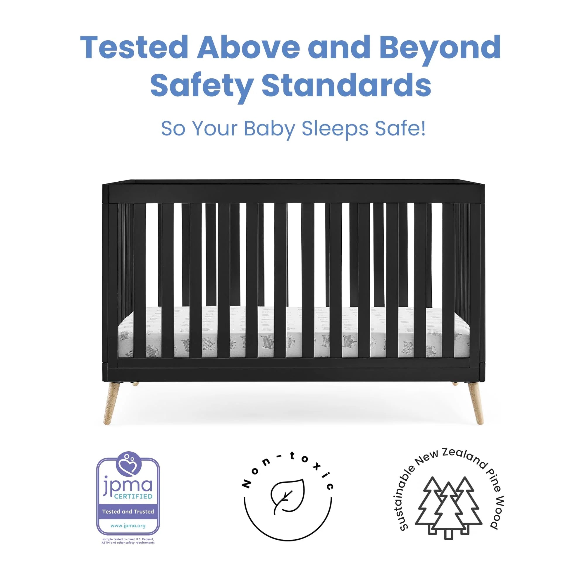Essex 4-in-1 Convertible Baby Crib with Toddler Mattress